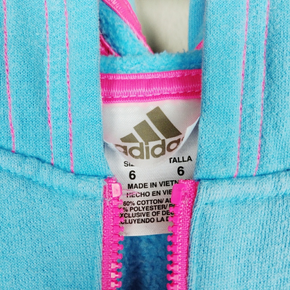 Adidas Teal Kids Full Zip Hoodie Sweatshirt Jacket - Picture 2 of 5